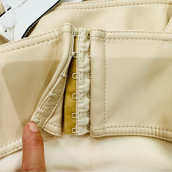 Jonathan Simkhai vegan leather cut out mini dress in vanilla - Picture 13 of 14